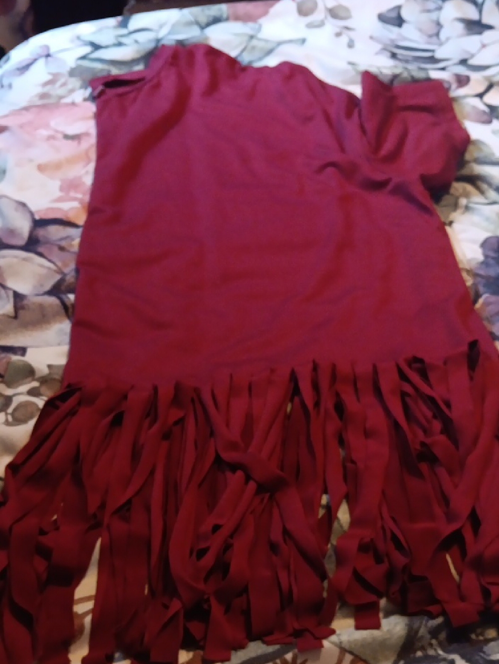 Fringed Burgundy Jersey Top for Women